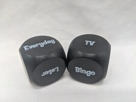 Set Of (2) Black Day And Activity Dice 1 1/8&quot; Nap Golf TV Bingo Grip Eat - $11.66 CAD