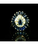 1.40 Ct Simulated Sapphire Vintage Art Deco Halo Ring Yellow Gold Plated... - £100.01 GBP