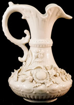Antique Belleek 2nd Black Mark 1891-1926 Porcelain Aberdeen Ewer Vase Pi... - $179.99