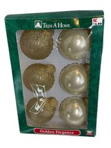 Trim a Home 3 Gold netted Balls 3 Whit Luster Set-6 From K Mart Retired Vintage - £9.93 GBP