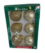 Trim a Home 3 Gold netted Balls 3 Whit Luster Set-6 From K Mart Retired ... - $17.35 CAD