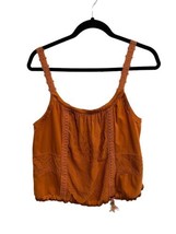 Anthropologie TINY Womens Top Bronze Orange Cami Tank Blouse Embroidered... - £25.23 GBP