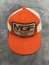 Vintage MGF Drilling Trucker Hat Orange Color (Made In USA) Reynolds Casper - £10.76 GBP