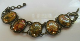 Vintage Avon NR Victorian Christmas Bracelet Oval Panel Chain Link - £19.45 GBP