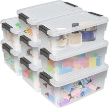 Small Clear Storage Bin With Lid, 8 Pcs., Flmoutn Stackable Small Storage Bins - £34.99 GBP