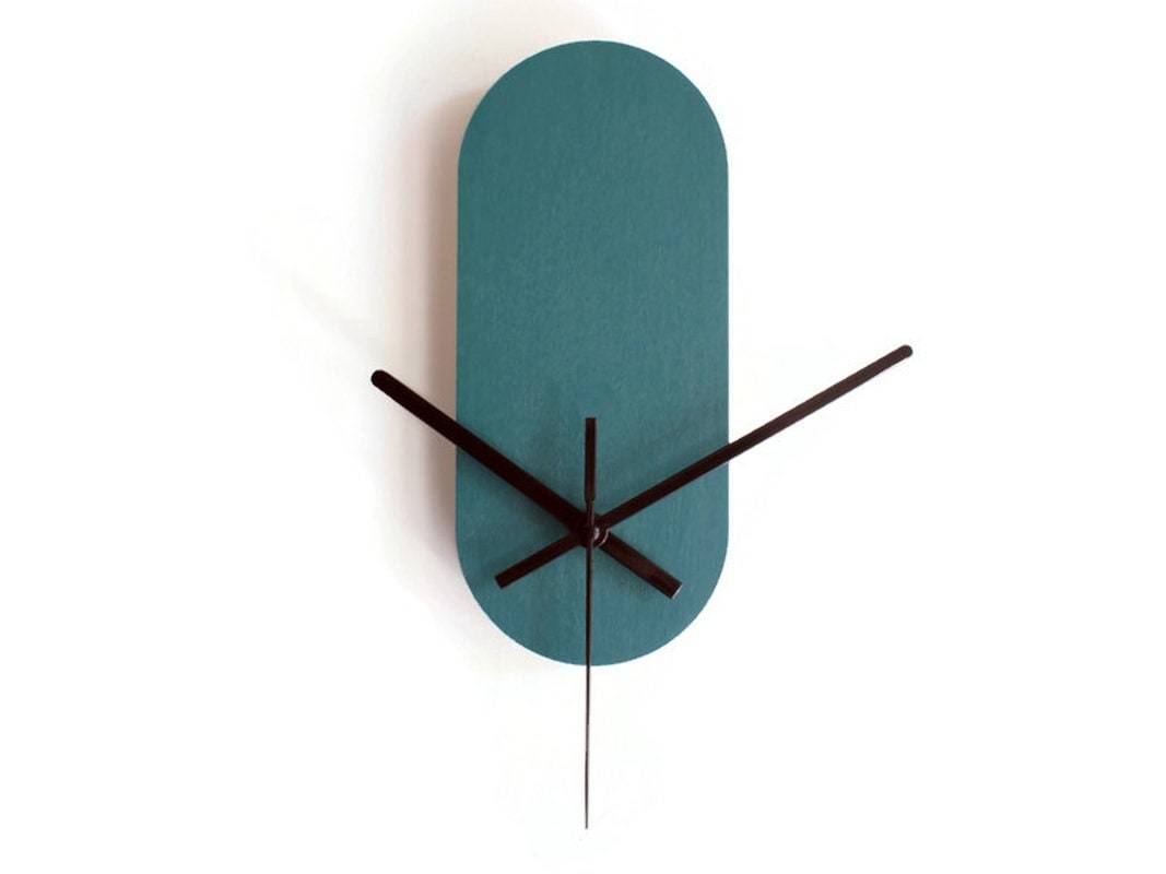 Teal Wooden Wall Clock, Minimalist No-Ticking Design for Modern Living R... - $24.00