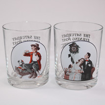 2 Norman Rockwell Saturday Evening Post Glasses Lot Of TWO Glassware Col... - £8.20 GBP