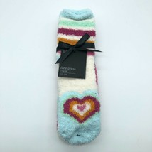 Free Press Womens Cozy Socks Fleece Soft Novelty Heart Polka Dot Pink Ivory OS - £3.89 GBP