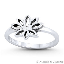 Lotus Flower Buddhist Buddhism Charm Right-Hand Boho Ring in 925 Sterling Silver - £14.42 GBP