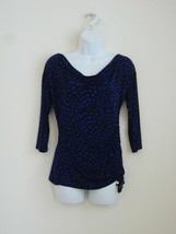 New MICHAEL KORS Cowl Neck 3/4 Sleeve Jersey Top Blouse XS Black Purple - $44.99