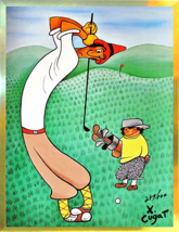 Xavier Cugat(1900-1990)-&quot;Skinny Golfer&quot;-LE Lithograph/Paper/Signed/Numbered/LOA  - £168.66 GBP