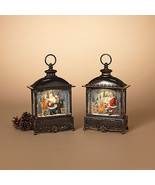 Santa by the fire Snow globe lighted water lantern - $129.95