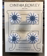Ceramic Cabinet Knobs Cupboard Drawer Pull Set of 4 Ivory Blue Cynthia R... - $36.73 CAD