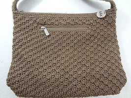 The Sak Tan Light Brown Crochet Nylon Shoulder Bag Handbag Purse - £26.24 GBP