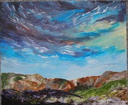 original contemporary landscape painting on canvas board with free postage - £25.16 GBP