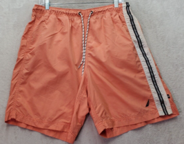 Nautica Swim Shorts Mens Medium Orange Nylon Lined Logo Elastic Waist Dr... - $18.45