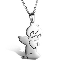 Girls Stainless Steel Necklace Cute Prayer Guardian Angel Pendant with 18&quot; Chai - $35.14