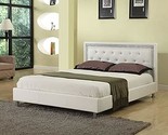 Bria Glam Modern Faux Leather Platform Bed, Queen, White, From Best Master - $238.92