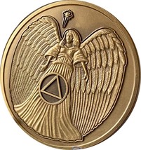 Large Guardian Angel AA Medallion 1.5&quot; Bronze Sobriety Chip - £3.51 GBP