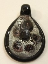 Hand Blown Lampwork Glass Pendant 3D Polka Dot Swirl Pattern/ Teardrop Shape - £9.32 GBP