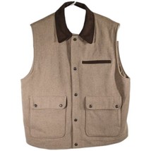 Beige Wool Vest Mens XXL Front Pockets Tan Sleeveless Jacket Snap Crippl... - $64.35