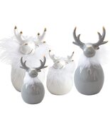 QSDGFH 4 Pcs Deer Figures, Ceramic Simulation Elk Statue Tabletops Decor... - $82.55 CAD