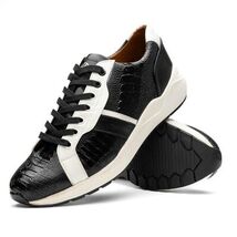 Lyon Genuine Ostrich and Classic Calfskin Fashion Sneaker Black / White image 2