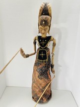 Antique Indonesian Wayang Golek Hand Carved Princess Wood Bamboo Hand Puppet 25” - £98.94 GBP