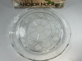 Anchor Hocking Avalon Clear Glass Round 12" Platter Floral Embossed 30903 - $29.69