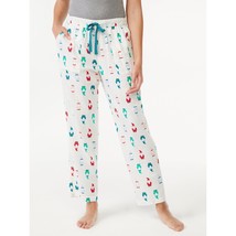Women&#39;s Joyspun Gnomes Flannel Lounge Pajama Pants White Size Large 12-14 Nwt - £6.28 GBP