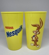 2 Nesquik Bunny Yellow Tall Plastic Cups Tumblers Rabbit Nestle Nesquick Promo - £15.59 GBP