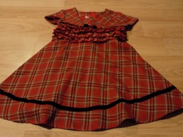 Toddler Size 3T Bonnie Jean Christmas Holiday Dress Red Black Plaid EUC - £15.72 GBP
