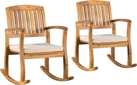 Rocking Chairs With Cushions Made Of Acacia By Christopher Knight, Teak Finish. - £193.84 GBP