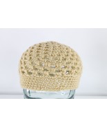 NOS Vintage 70s Streetwear Crochet Knit Flower Skull Beanie Hat Brown Wo... - £31.07 GBP
