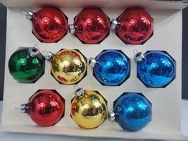 VTG Glass Christmas Ornaments Pyramid Rauch. Glitter Accents Set of 10 b44 - $16.99