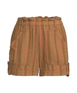 Time and Tru Ladies Womens Linen Paperbag Shorts Neutral Stripe Size 2XL - £19.65 GBP