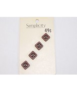 VINTAGE BUTTONS NEW OLD STOCK SIMPLICITY 4 BROWN 1/2&quot; SQUARE 4 HOLE BUTTONS - $10.74 CAD