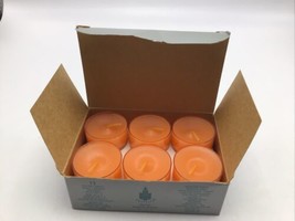 Partylite Peach Apricot Tealight Candles Set 12 V0230 Metal Base NOS - £12.35 GBP