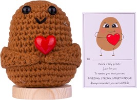 Funny Crochet Positive Potato Doll Wool Knitted Potato Doll Handmade Emo... - £16.60 GBP