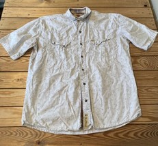Larry Mahan Men’s Short Sleeve Floral Button up shirt size XL White A4 - £18.50 GBP