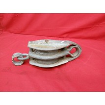 Vintage Heavy Duty Double Wheel Metal Pulley #2 - £23.73 GBP