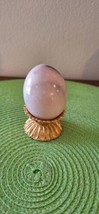 Vintage Hand Made Pink Marble Egg With Gold Stand  - £11.19 GBP