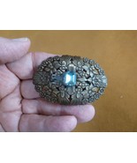 CB-FLO-3 FLOWER daisy BLUE rhinestone oval floral brass Barrette French ... - $29.44 CAD