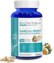 Biovitalia Organics Maca Root Extract 1000mg Supplement For Men - 60 Capsules - £20.77 GBP