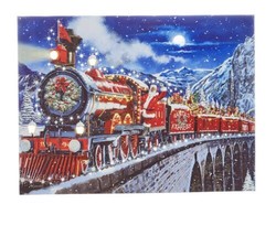 Santa Christmas Train Express Lighted Print 24 Inches Seasonal (stn) N4 - $296.99