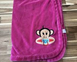 Small Paul Paul Frank Hot Pink Fleece Monkey With Pacifier Baby Blanket - £25.87 GBP