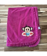 Small Paul Paul Frank Hot Pink Fleece Monkey With Pacifier Baby Blanket - £25.40 GBP