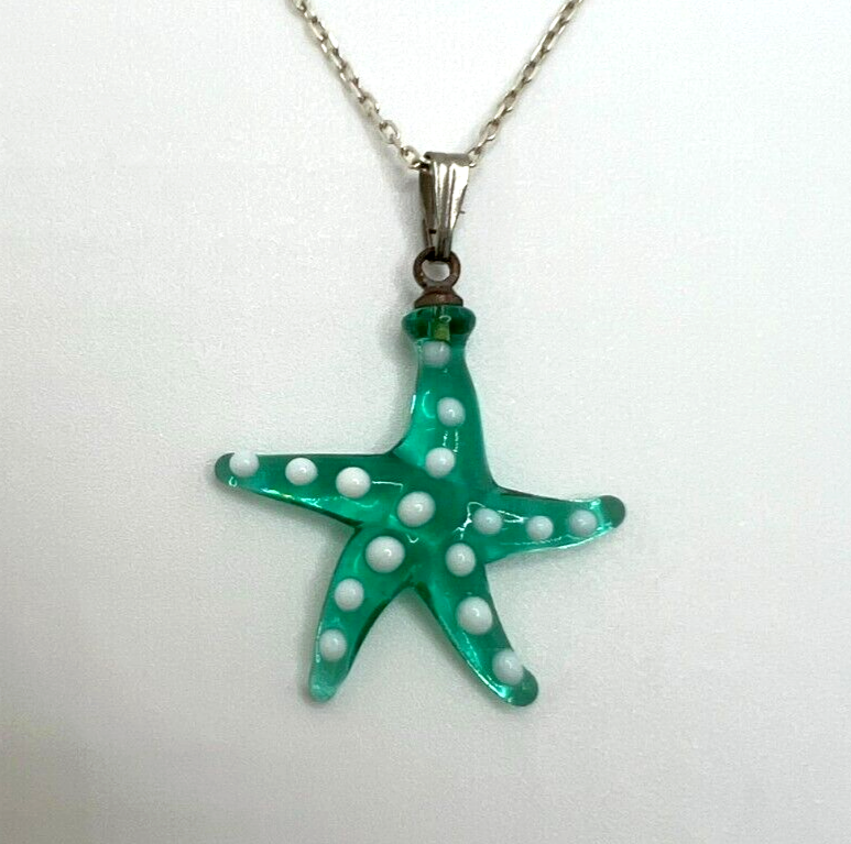 Primary image for Murano Glass Handcrafted Jewelry Starfish Pendant & 925 Sterling Silver Necklace