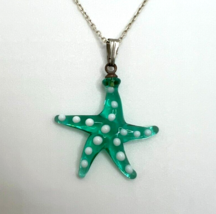 Murano Glass Handcrafted Jewelry Starfish Pendant & 925 Sterling Silver Necklace - $27.96