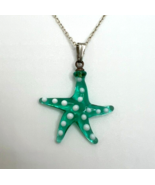 Murano Glass Handcrafted Jewelry Starfish Pendant &amp; 925 Sterling Silver ... - £21.98 GBP